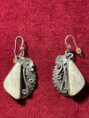 Vintage Navajo Peterson Johnson Sterling Silver/Turquoise Drop Earrings
